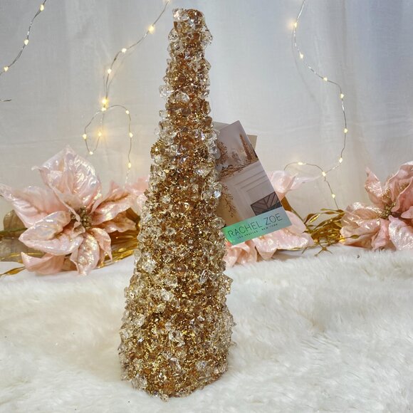 Rachel Zoe Stunning Jeweled Cluster Crystal Glass Gold Christmas Tree 13" New - Picture 5 of 7